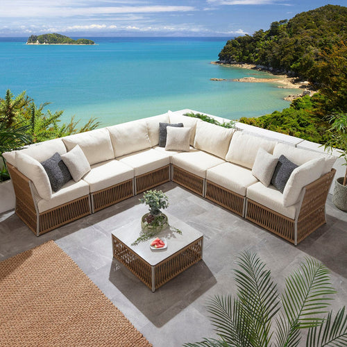 Cole Modular Outdoor Garden Corner Sofa Set Neutral Honey 288x288cm L8