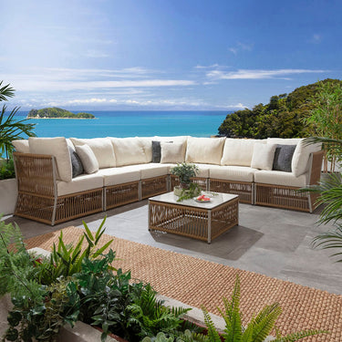 Quatropi Modular Outdoor L-Shape Garden Corner Sofa Set Aluminium Neutral Beige 288x288cm