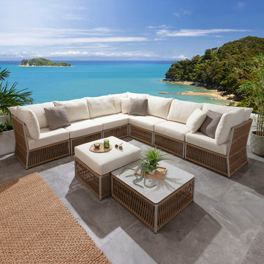 Quatropi Modular Outdoor L-Shape Garden Corner Sofa Set Aluminium Neutral Beige 288x288cm
