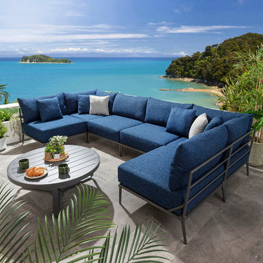 Quatropi Modular Outdoor U-Shape Garden Corner Sofa Aluminium Dark Blue 340x170cm