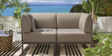 Quatropi Modular Small Garden Sofa 2 Seat Outdoor Patio Modern Beige Aluminium