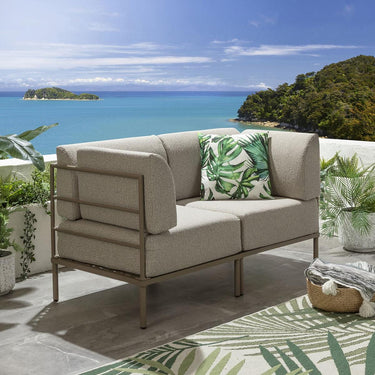 Quatropi Modular Small Garden Sofa 2 Seat Outdoor Patio Modern Cream Aluminium