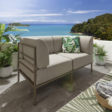Quatropi Modular Small Garden Sofa 2 Seat Outdoor Patio Modern Cream Aluminium