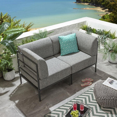 Quatropi Modular Small Garden Sofa 2 Seat Outdoor Patio Modern Grey Aluminium