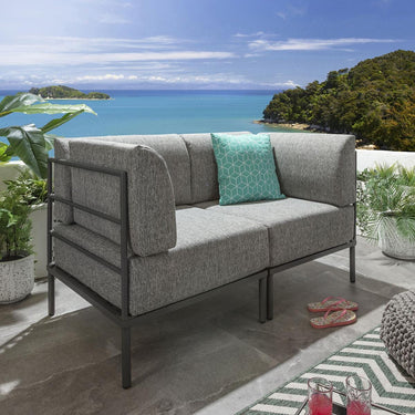 Quatropi Modular Small Garden Sofa 2 Seat Outdoor Patio Modern Grey Aluminium