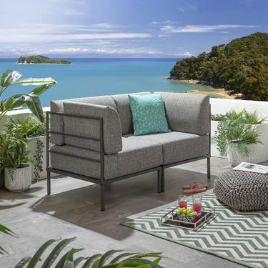 Quatropi Modular Small Garden Sofa 2 Seat Outdoor Patio Modern Grey Aluminium