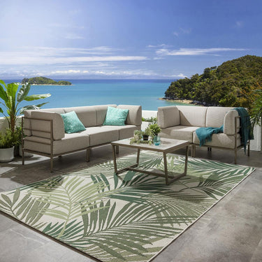 Quatropi Modular Small Garden Sofa Set 5 Seat Outdoor Patio Modern Cream Aluminium