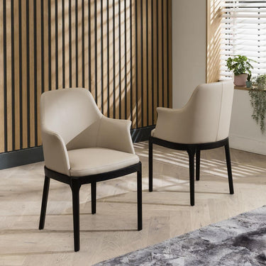 Quatropi Natural Round Wooden Dining Table And 6 Beige Leather Modern Chair Set