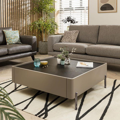 Newton Square Coffee Table Matte Taupe 100cm