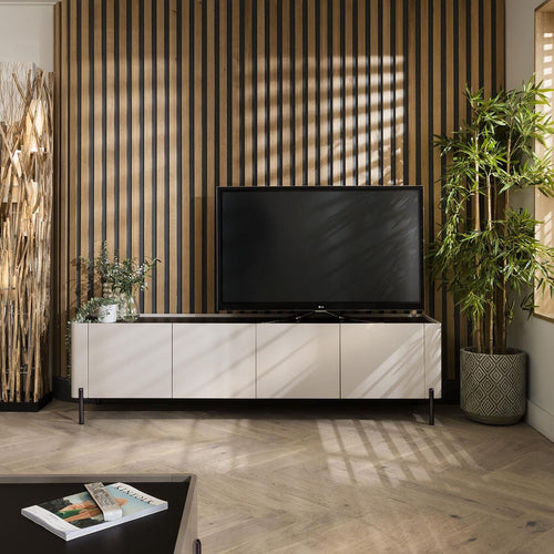Newton TV Stand Cabinet Matte Chalk 200cm Fully Assembled