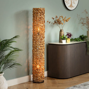 Quatropi Niki Modern Natural Bamba Wicker Floor Lamp 150cm