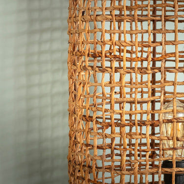 Quatropi Niki Modern Round Wicker Tall Floor Lamp