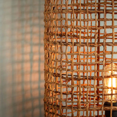 Quatropi Niki Modern Round Wicker Tall Floor Lamp