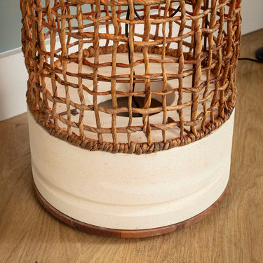 Quatropi Niki Modern Stone Wicker Floor Lamp 140cm
