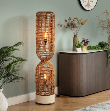 Quatropi Niki Modern Stone Wicker Floor Lamp 140cm
