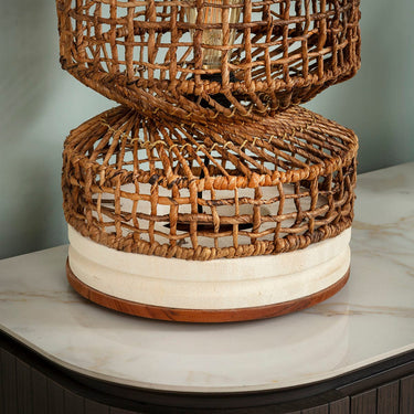 Quatropi Niki Modern Stone Wicker Table Lamp 45cm