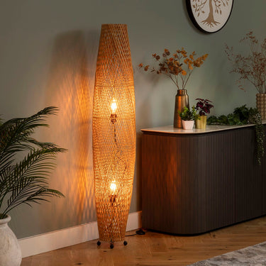 Quatropi Niki Modern Torpedo Rattan Wicker Floor Lamp 150cm
