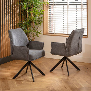 Quatropi Nina Swivel Carver Dining Chairs Charcoal