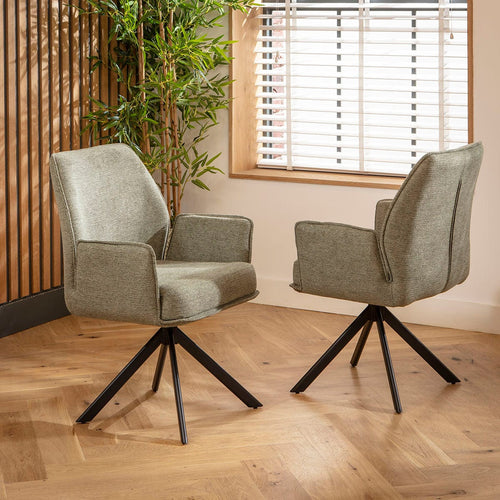 Nina Return Swivel Carver Dining Chairs Green