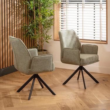 Quatropi Nina Swivel Carver Dining Chairs Green