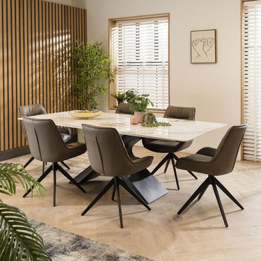 Quatropi Nora 6 Seater Ceramic Dining Set Grey