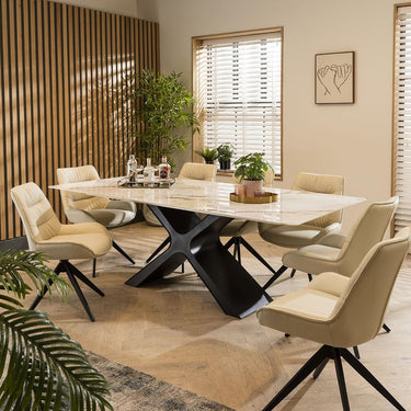 Quatropi Nora 8 Seater Ceramic Dining Set Cream