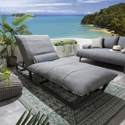 Ocean Cushioned Sun Lounger Flanelle Grey 212x84cm