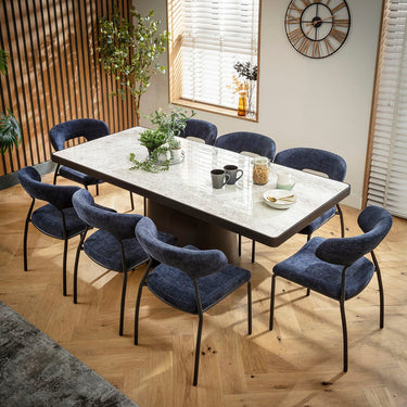 Quatropi Oscar & Hastings Modern 8 Seater Dining Set Dark Blue & Grey Ceramic