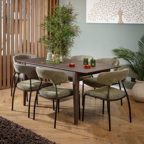 Oscar & Ruben 6 Seater Extendable Dining Set Green & Brown Wood