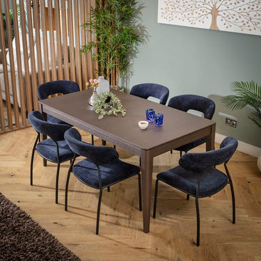 Quatropi Oscar & Ruben Large 6 Seater Extendable Dining Set Dark Blue & Brown Wood