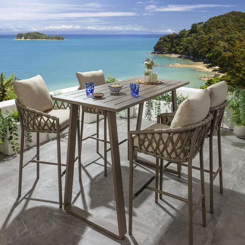 Verity & Freddy 4 Seater Outdoor Garden Bar Set Beige Aluminium