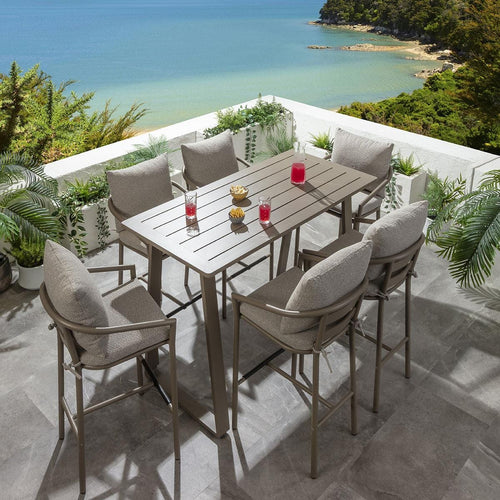 Mia 6 Seater Outdoor Garden Bar Set Cream & Beige Aluminium