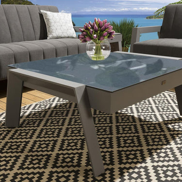 Quatropi Outdoor Coffee Table in Grey Alum with Ceramic Top Garden Luxury Whitehaven