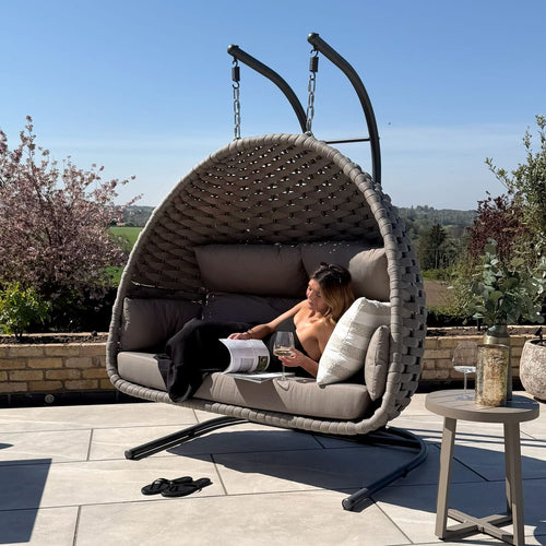 Sundowner 2 Seater Luxury Outdoor Garden Double Egg Chair Coffee Beige