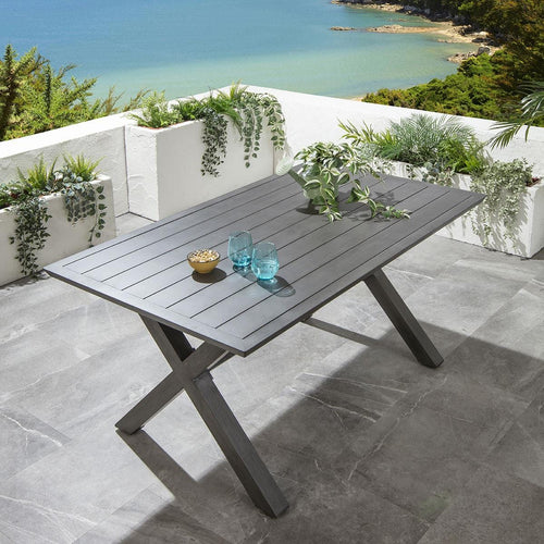 Star 6 Seater Outdoor Garden Dining Table Grey Wood Effect 160cm
