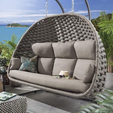Quatropi Outdoor Garden Large Hanging Hammock Egg Chair Swing Beige Brown