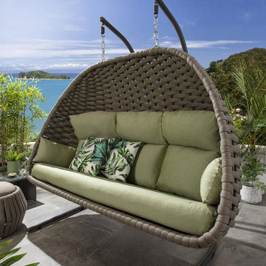 Quatropi Outdoor Garden Large Hanging Hammock Egg Chair Swing Beige & Green