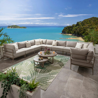 Quatropi Outdoor Large U-Shape Garden Corner Sofa Aluminium Cream Beige 425x340cm