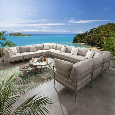 Quatropi Outdoor Large U-Shape Garden Corner Sofa Aluminium Cream Beige 425x340cm