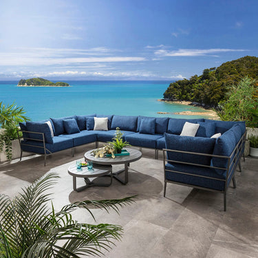 Quatropi Outdoor Large U-Shape Garden Corner Sofa Aluminium Dark Blue 425x255cm