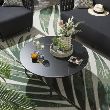 Quatropi Outdoor Modern Ceramic Marble Garden Coffee Table - Outdoor Grey