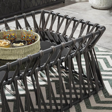 Quatropi Outdoor Patio Garden Coffee Table Modern Grey Aluminium Glass 110x60cm 