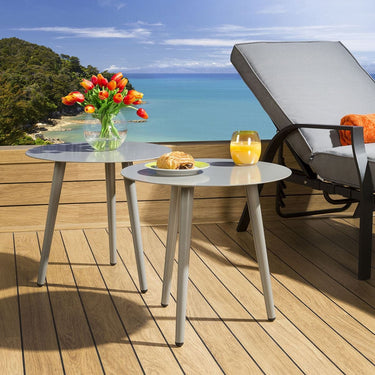 Quatropi Outdoor Side Table Garden End Table Aluminium Grey Round Quatropi