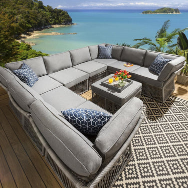 Quatropi Pair of Luxury 450mm Garden Scatter Cushion Blue Geometric