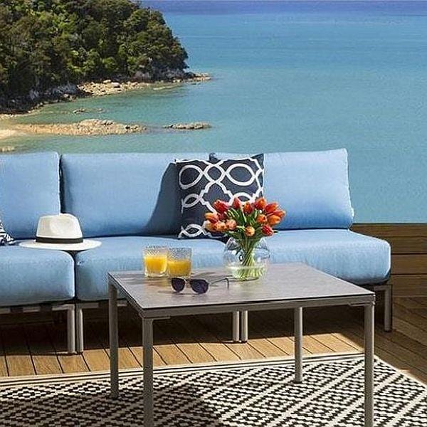 Quatropi Pair of Luxury 450mm Outdoor Scatter Cushion Blue Laticia