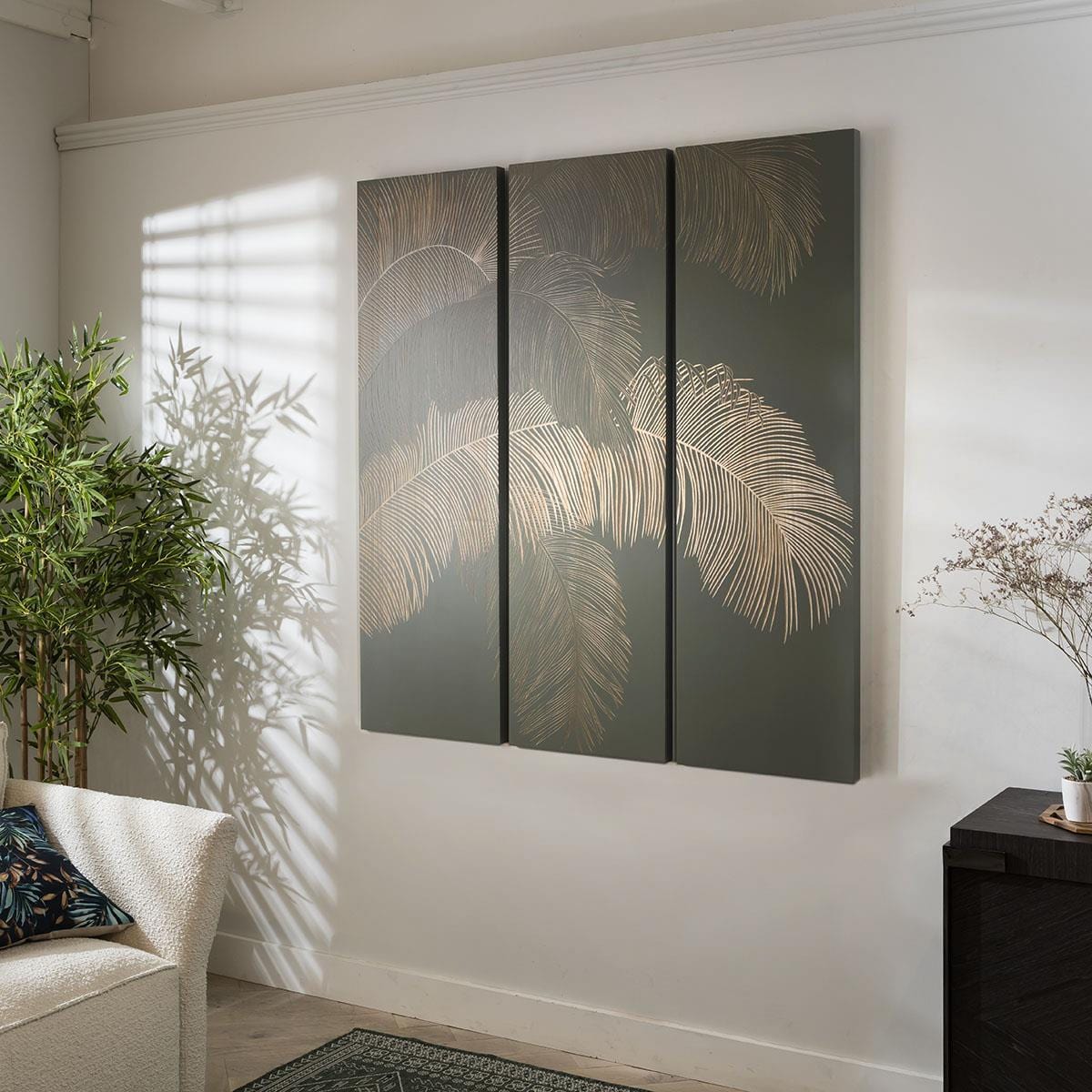 Quatropi Palm Leaf Panel Wall Art - Stripe 1.35m x 1.5m