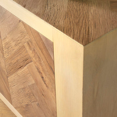 Quatropi Parquet Herringbone Sideboard Buffet Cabinet Parquet Light Oak 190cm