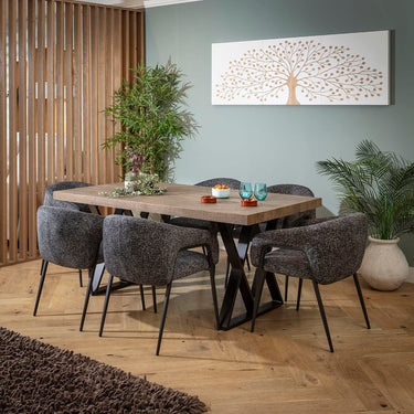 Quatropi Peyton & Glasgow Wooden 6 Seater Dining Set Dark Grey & Reclaimed Oak