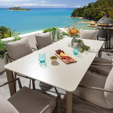 Quatropi Pharos Ceramic Outdoor Dining Table 6 Seater Garden Table Beige 180x90cm