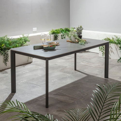 Pharos 6 Seater Ceramic Outdoor Garden Dining Table Grey 180x90cm